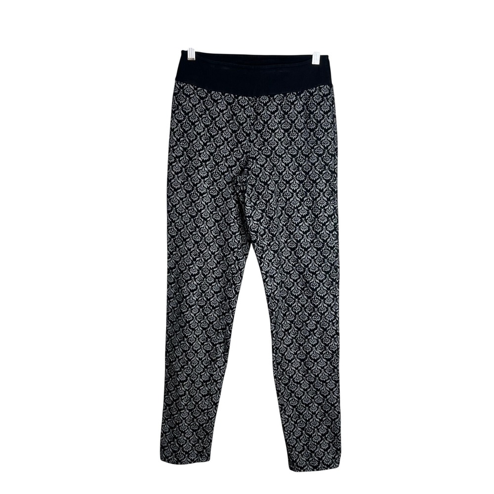 Fresh Produce Leggings Sz S Floral Pull On Tapered Black Gray Travel Comfort